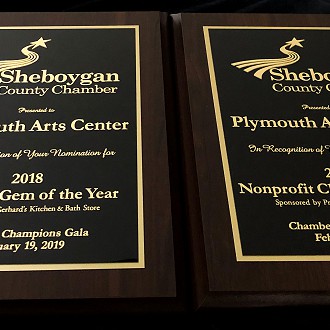 2019 Awards Night at the Sheboygan County Chamber.  Plymouth Arts Center was nominated in two categories: Tourism Gem of the Year and Non-Profit of the Year.