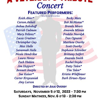 These wonderful performers are donating their time and talent to entertain and thank our Vets and Active Military Personnel.