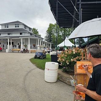 Award Winning Artist Dan Rizzi plein air painting at the Sheboygan County Fair during their 175 Anniversary