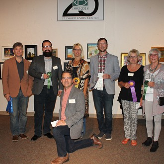 A photo of some of the Award-Winning Artists. Erin LaBonte was the judge for the 2018 Paint the Towns En Plein Air event.  Erin received her Bachelor of Fine Arts from the University of WI-Stevens Point and her Masters of Fine Arts from the Pennsylvania Academy of Fine Arts in Philadelphia.  She has participated in artistic residencies in Costa Rica and Argentina and has exhibited nationally and internationally.  Erin practices many artistic mediums in her own studio.  She is an advocate for bringing art to public spaces and for community engagement.  She is dedicated to inspiring and educating young artists in their personal explorations.  She is currently an Associate Professor of Art at Silver Lake College of the Holy Family in Manitowoc, WI.