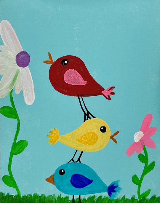 Kids on Canvas Birds N Blooms