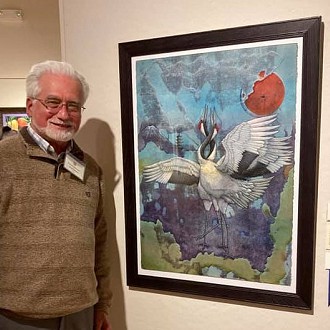 Jack Pachuta with his award winning artwork in Gallery 110 North