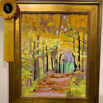 Sunshine Award: Greenbush goes Yellow- By Tom Smith. Judges notes- Viewing this painting up close and then from far away gives you a greater appreciation for the energy of the brush strokes that create texture and move the eye around the scene. There is also a strong scene of “Sunshine”.