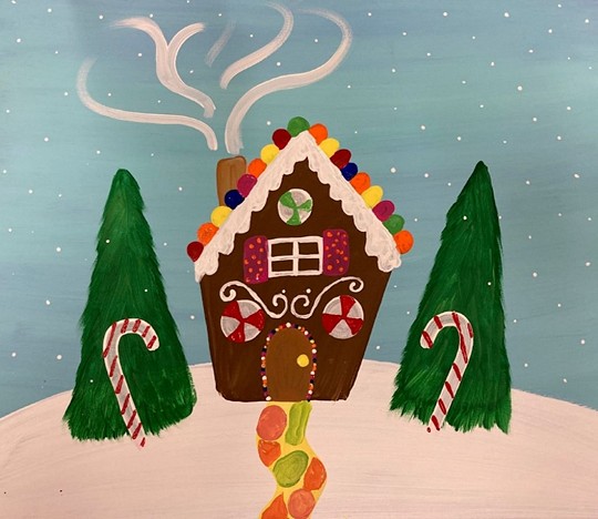 Kids on Canvas Christmas Gingerbread House