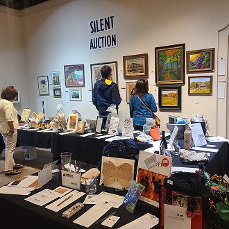 A photo of our 2025 Jazz Crawl Silent Auction.